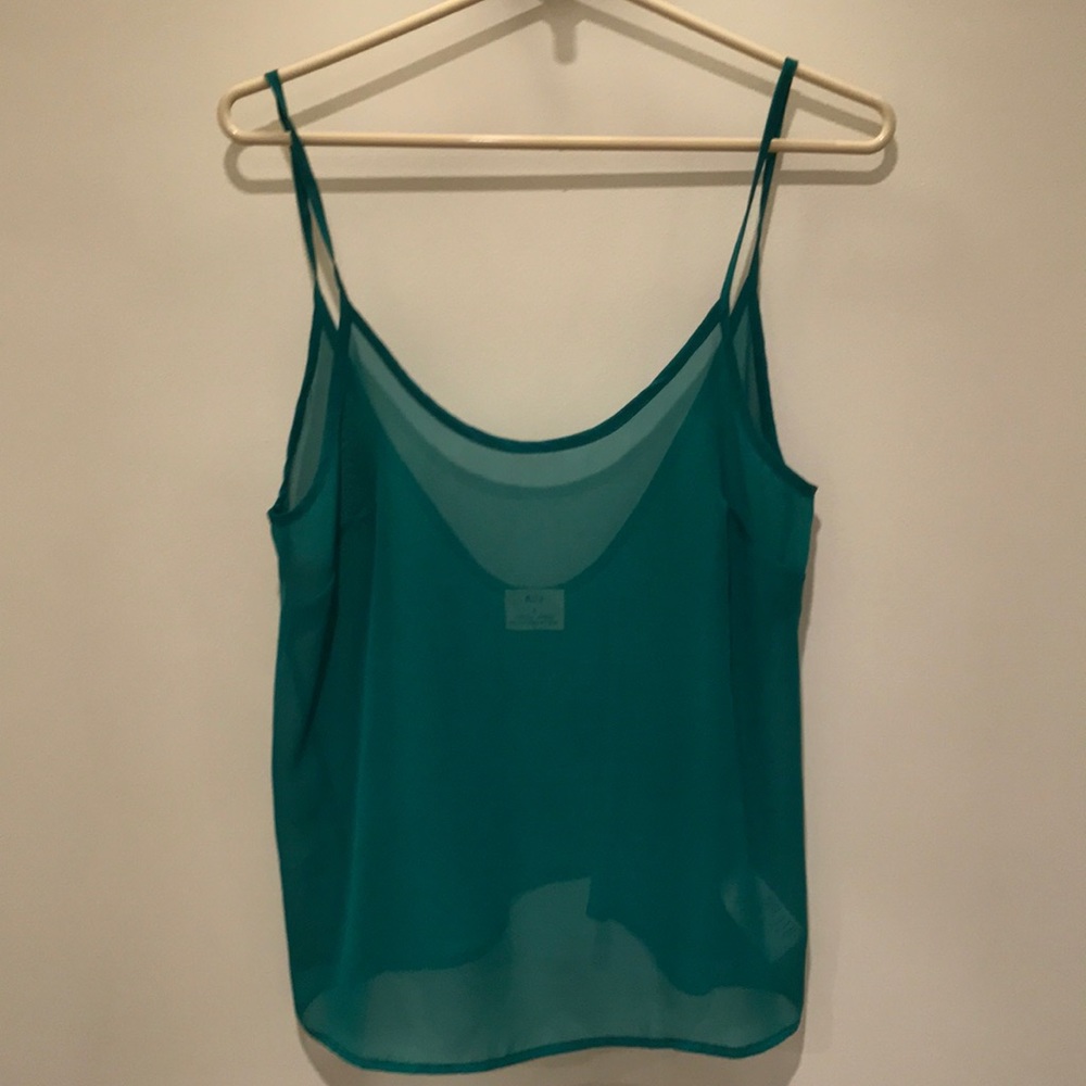 Pins and needles sheer green tank